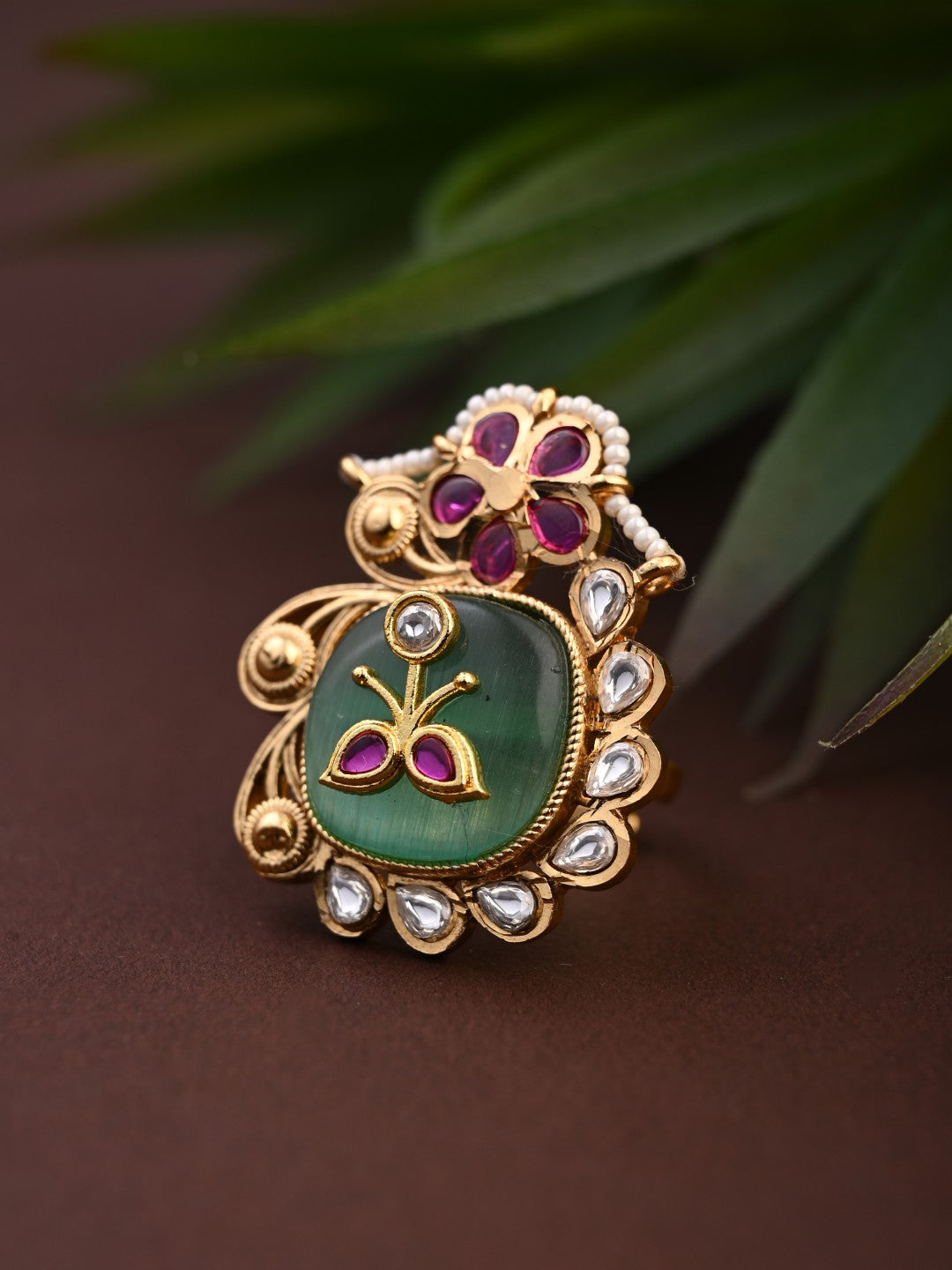 Gold Plated Multi coloured stone ring