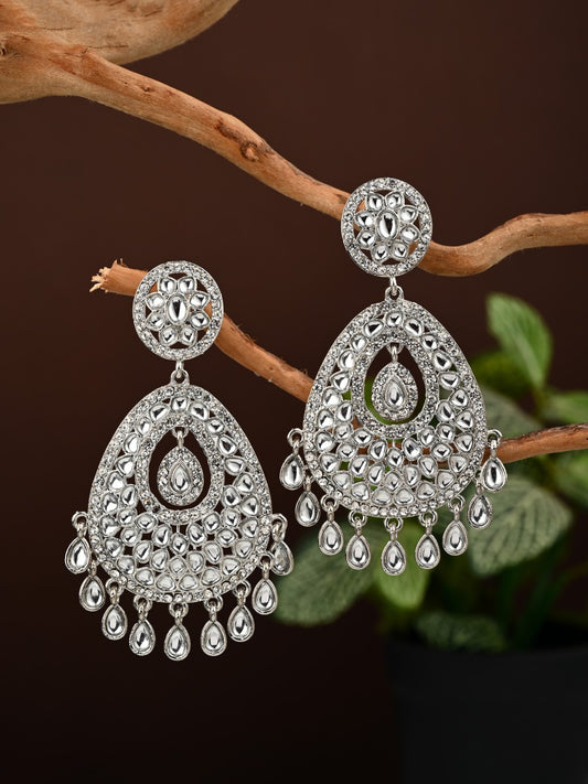 Silver plated kundan chandbali Earring