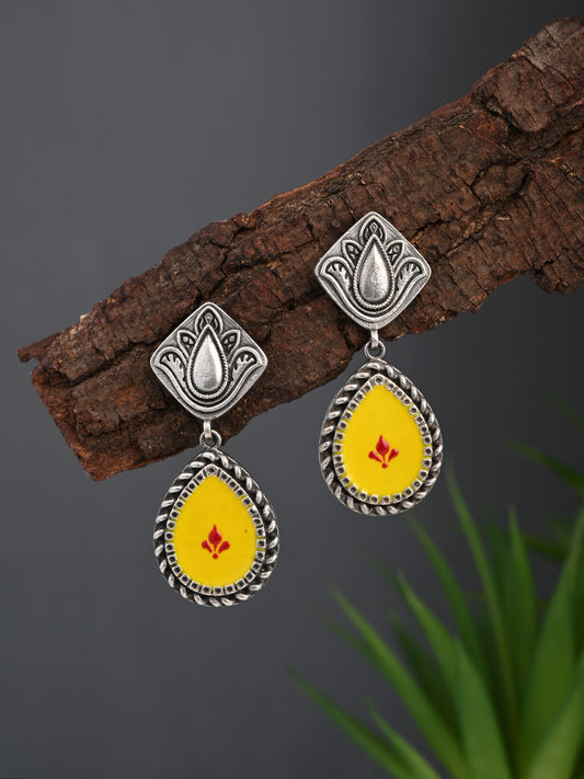 Hand-Painted Drop Earrings Yellow
