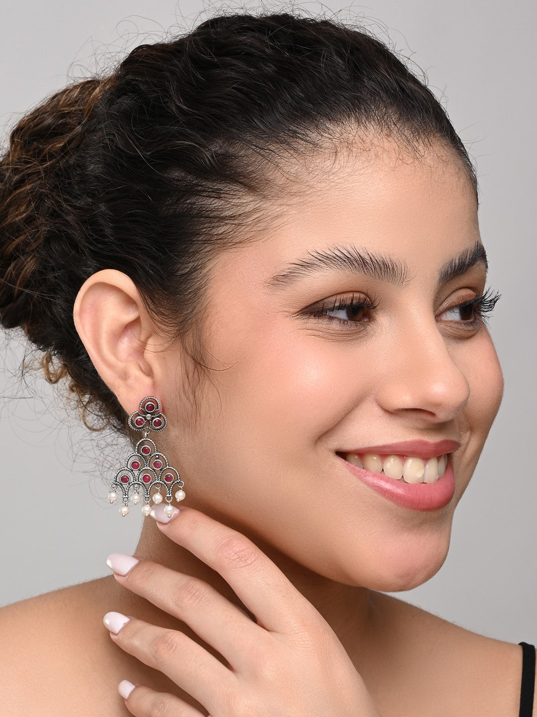 Silver Oxydised finish Chandelier drop earring