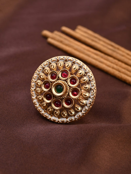 Ruby Emerald Mandala Ring