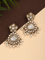 Gold plated Kundan & Pearl drop Earrings