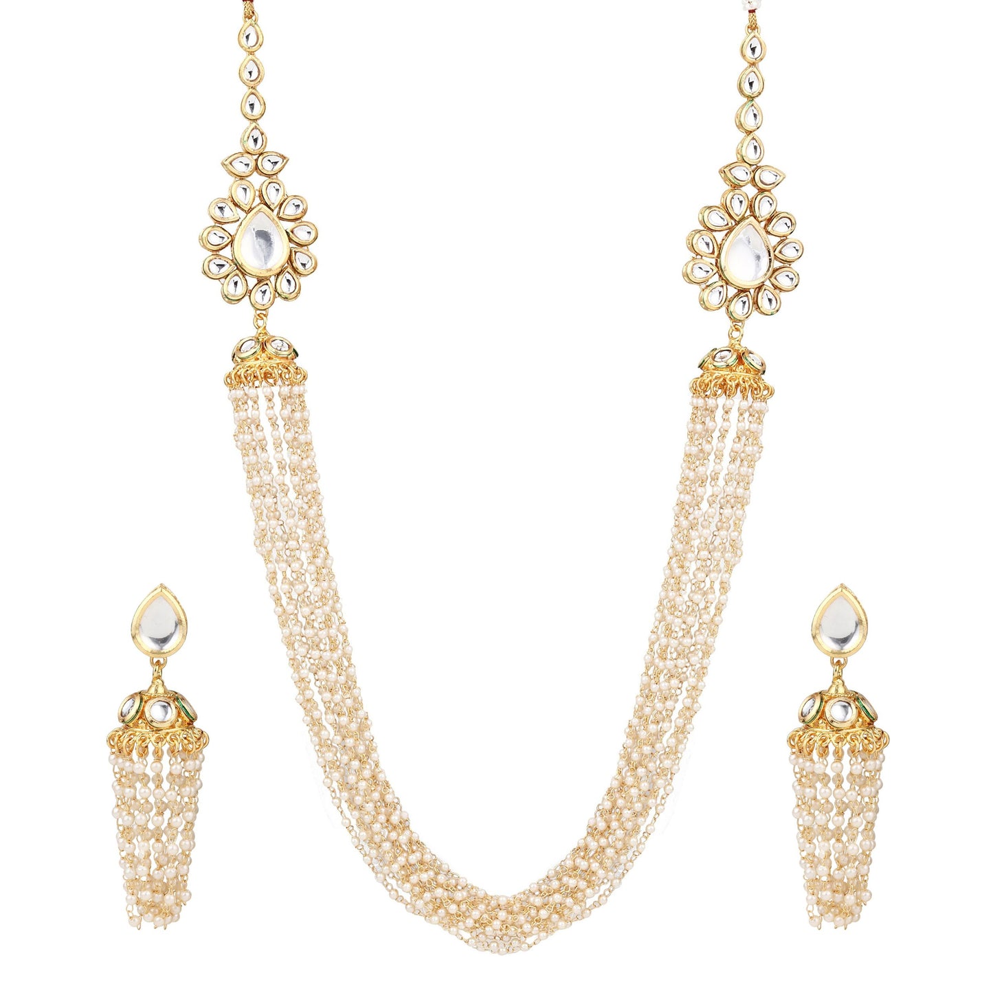 Beaded string long neckalce set