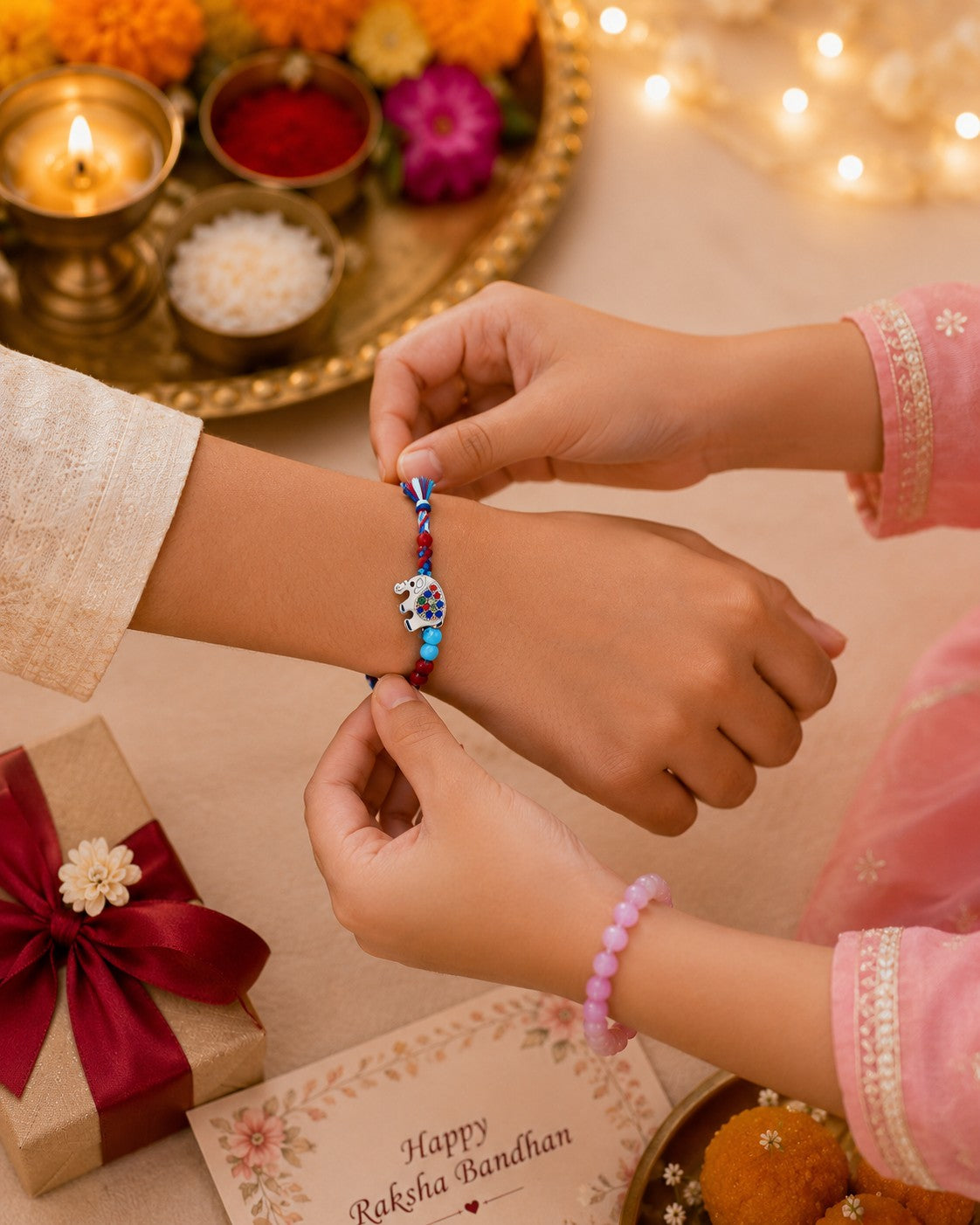 Butterfly & Elephant Kids Rakhi Set
