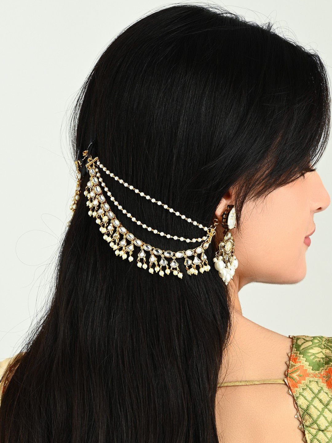 Delicate Gold Floral Layered Earchain