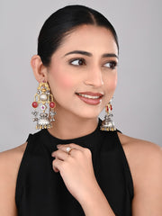 Dual tone Jhumka Earring - Red