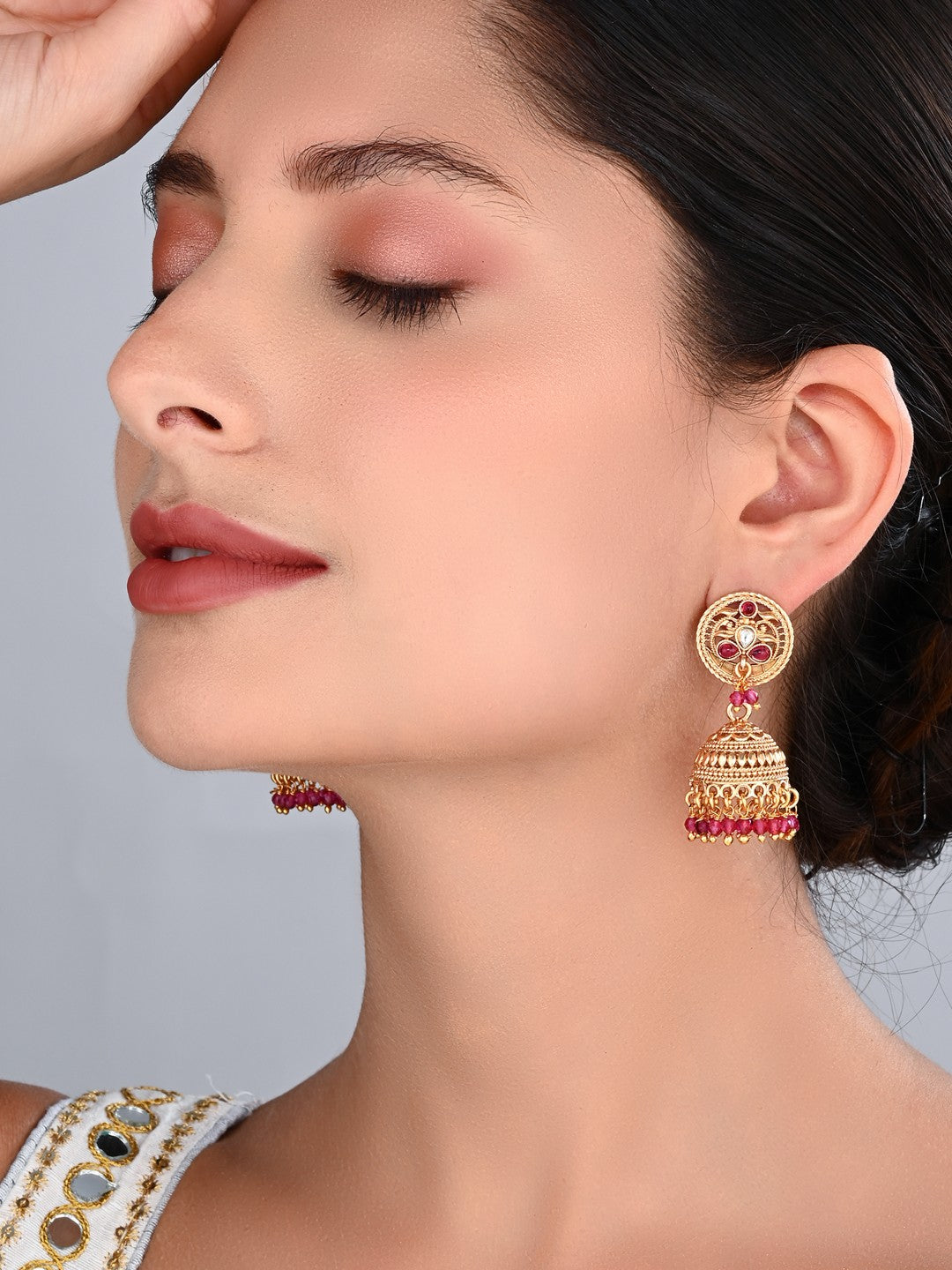 Gold-Toned Jhumka Earrings