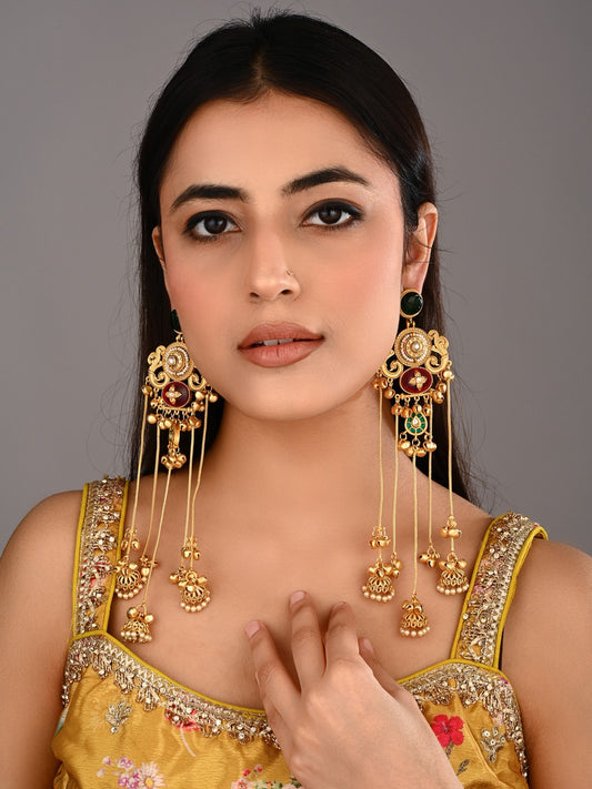 Emerald & Ruby Chandbali Chandelier Earrings