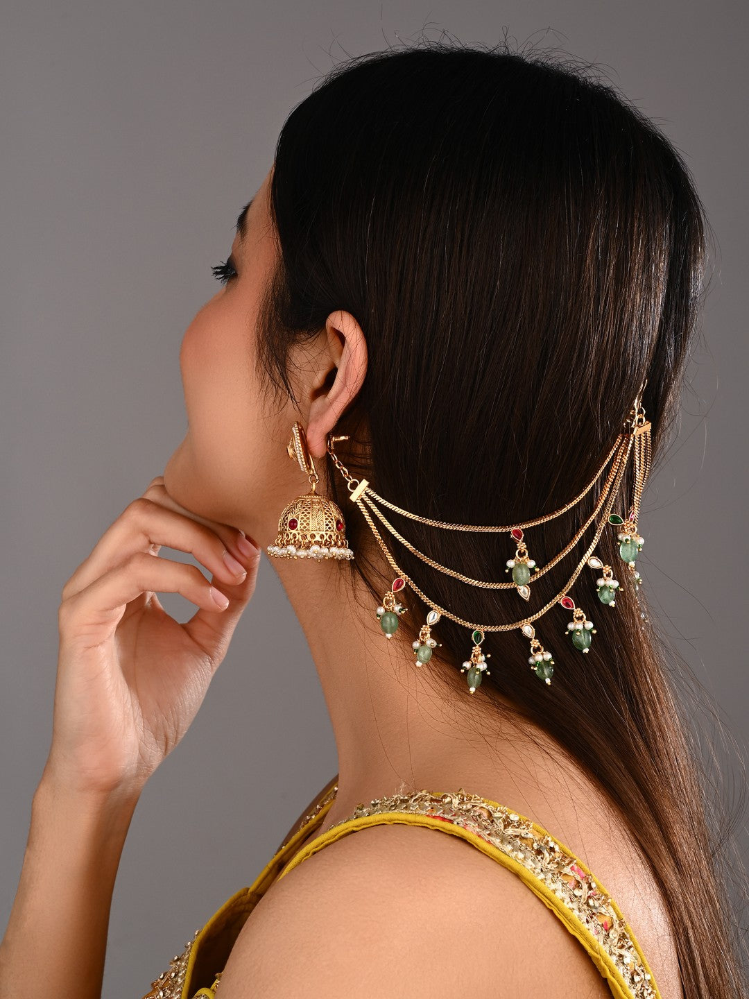 Opulent Multistrand Earchains with cluster beads