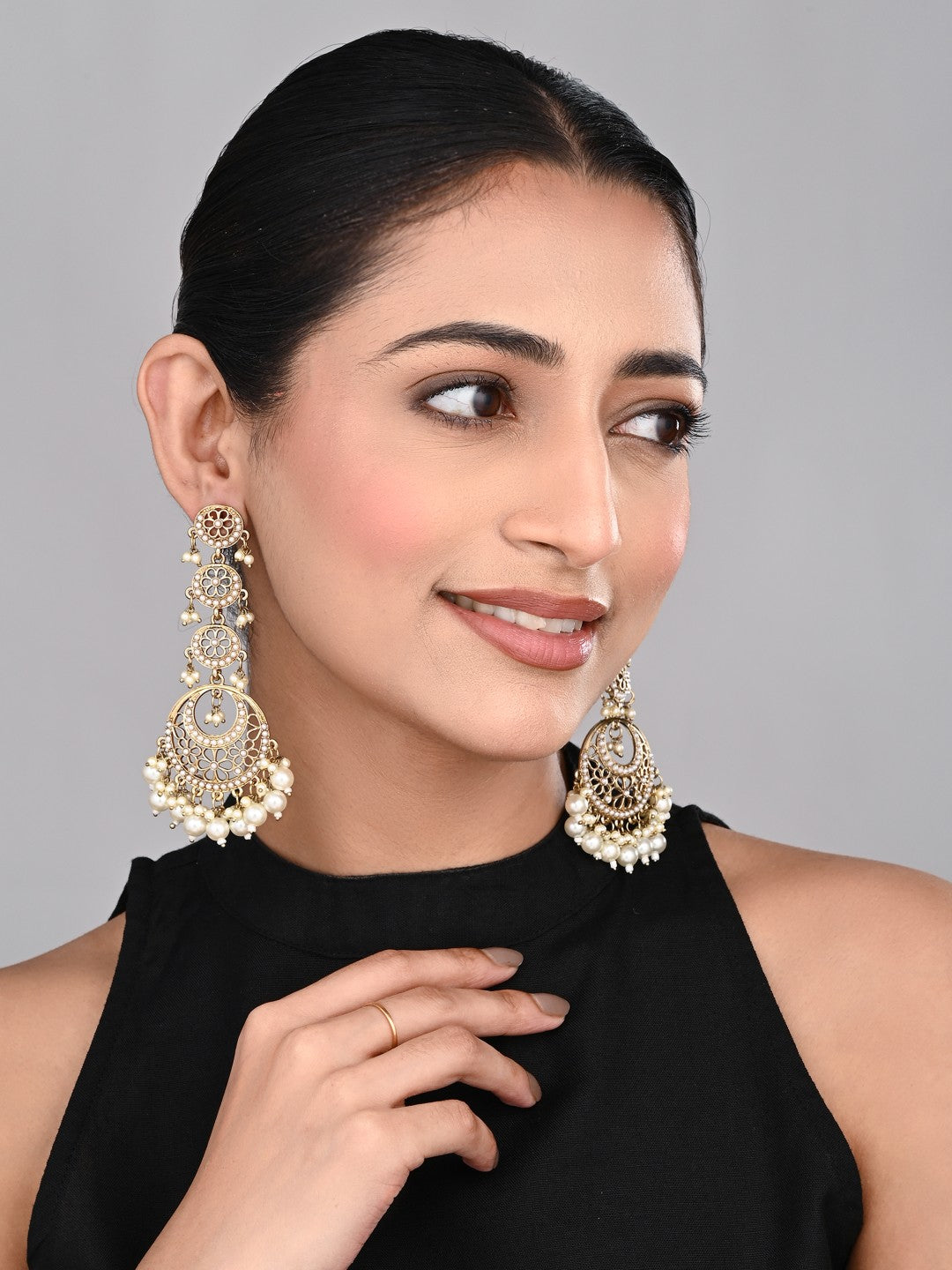 Circle Long drop Earring -  Gold