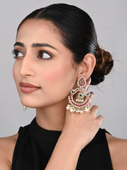 Gold plated Stone & beads chandbali Earring -  Multi