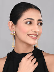 Gold-Plated Temple Bell Earrings- Multi