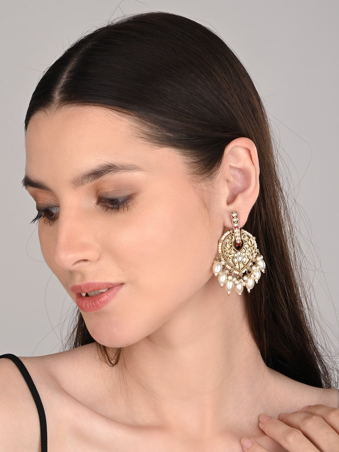 Pear-Shaped MOP Drop Earrings with White Pearl Charm