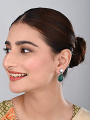 Pearl & Stone tear drop earring - Green