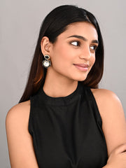 Statement earrings featuring a bold circular design with a vintage finish Black