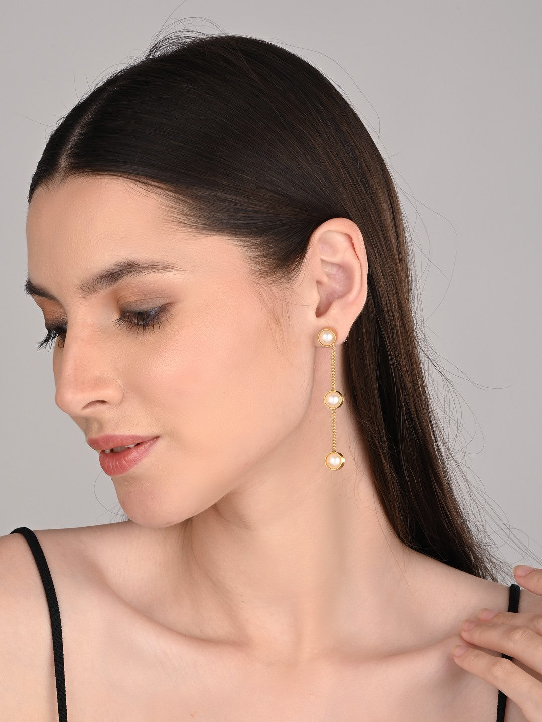 Gold plated pearl Drop Earring