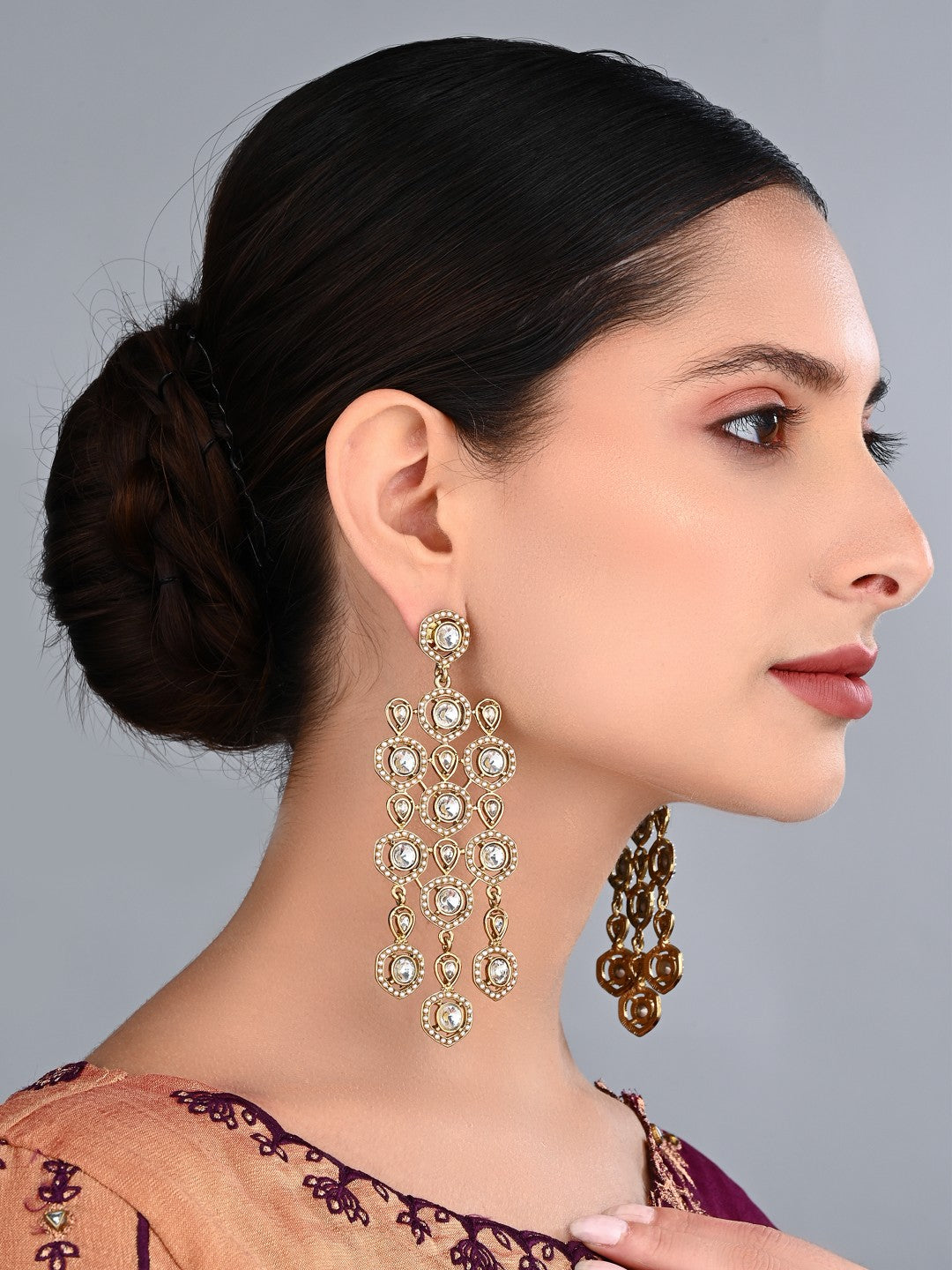 Shanaya Gold-Tone Crystal & Pearl Statement Earrings