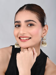 Gold plated Kundan & Meenakari Jhumka Earrings - White