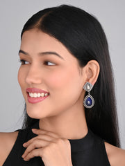 Hand-Painted Drop Earrings Blue