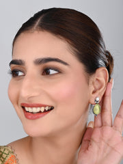 Pearl & Stone tear drop earring - Lime