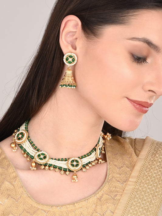 Green Necklace set Made in brass
