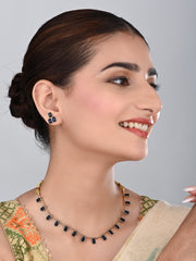 Gold Plated Delicate Necklace Set - Blue