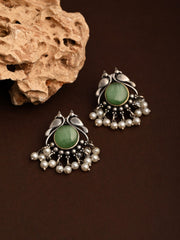 Silver plated bird studs Green