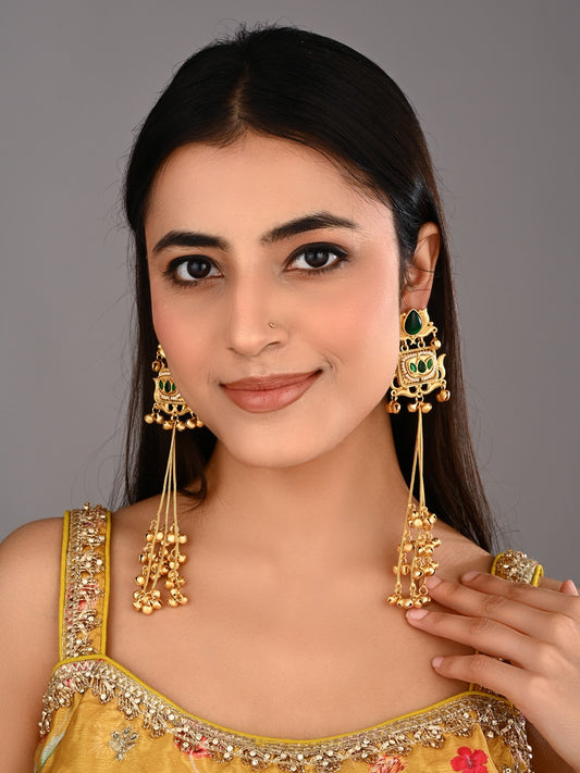 Emerald Lotus Drop Earrings