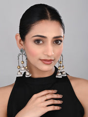 Dual tone Jhumka Earring -Silver & gold
