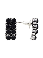 Silver Oxidised AD Stone Stud in Brass