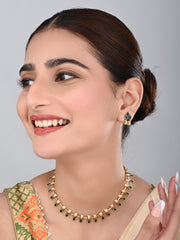 Gold Plated Delicate Necklace Set Green