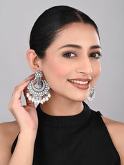 Silver plated Chandbali with pearl drops