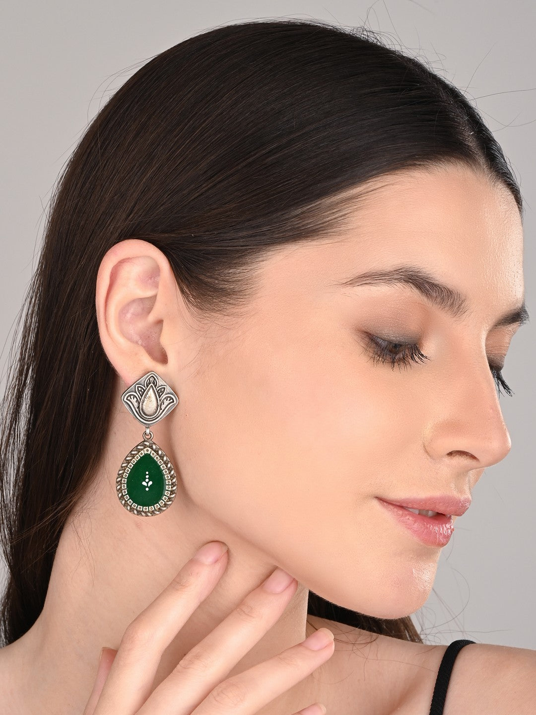 Hand-Painted Drop Earrings green