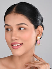 Gold-Plated Drop Earrings with Monalisa Stone & Baroque Pearl