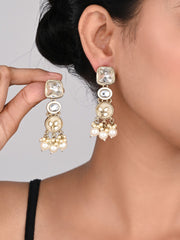 Meenakari & Kundan Drop Earring gold & white