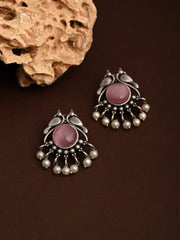 Silver plated bird studs Pink