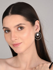 Circular Studs in silver Oxidised finish