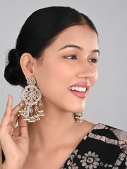 Gold plated Kundan chandbali with small jhumka Hangings