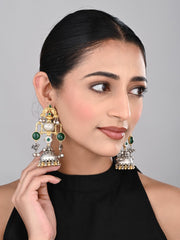 Dual tone Jhumka Earring - Green