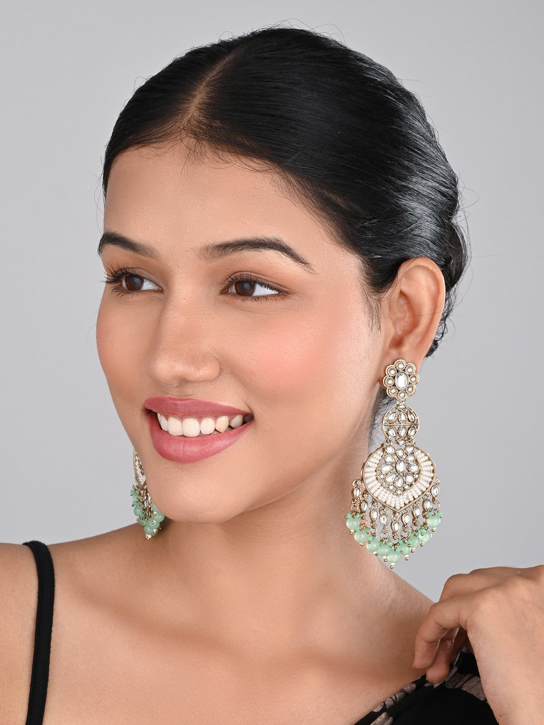 Gold plated & Meenakari Chandbali Mint
