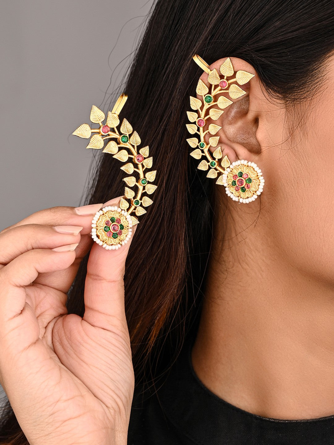 Floral Gold plated Earcuffs