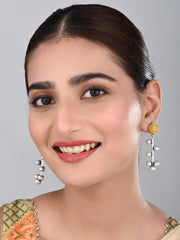 Yellow Stone & pearl drop Earring