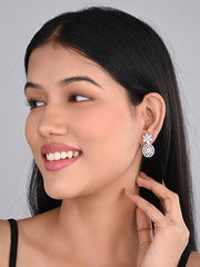 Rose Gold plated Flower Oval drop Earring