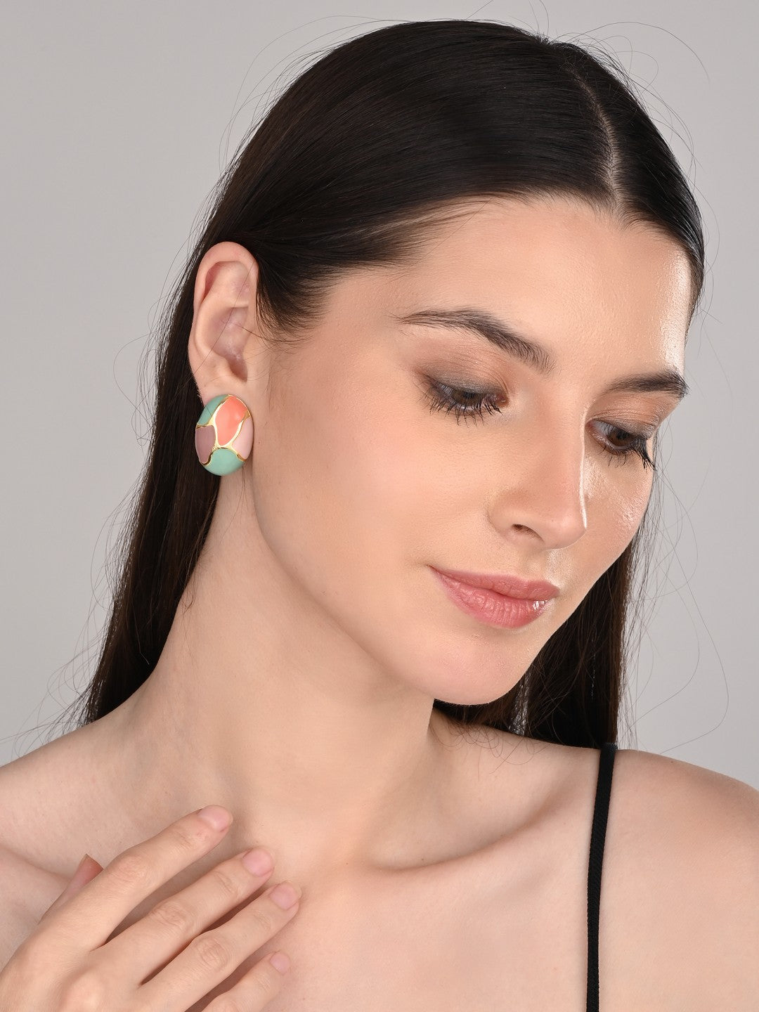 Enamelled Oval Stud earring Multicolor