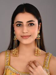 Kashmiri Long drop Ghungroo Earring - Green