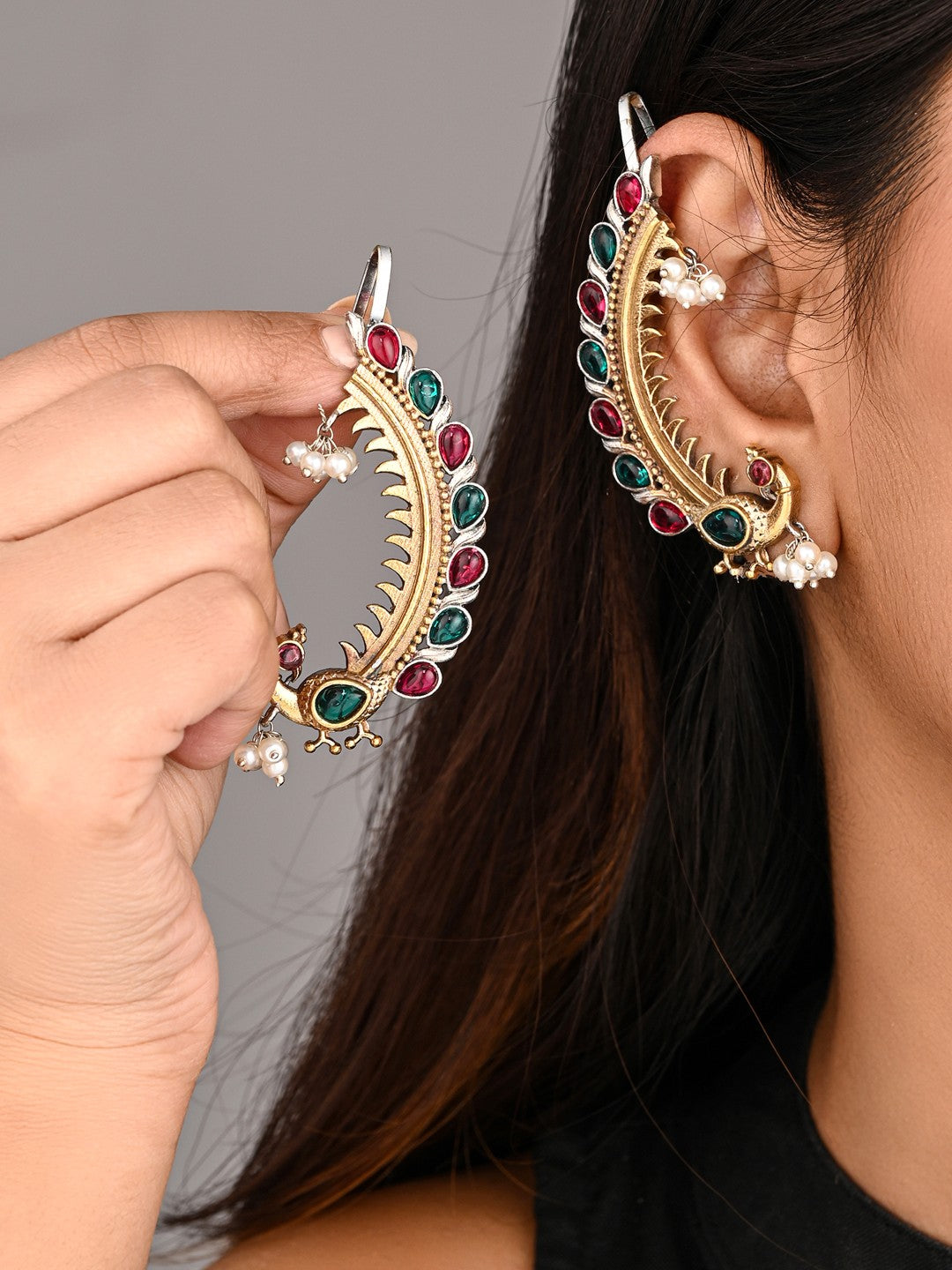 Peacock Crescent Earrings