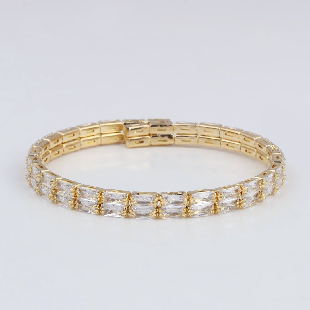 Gold-Tone CZ Tennis Bracelet Bangle