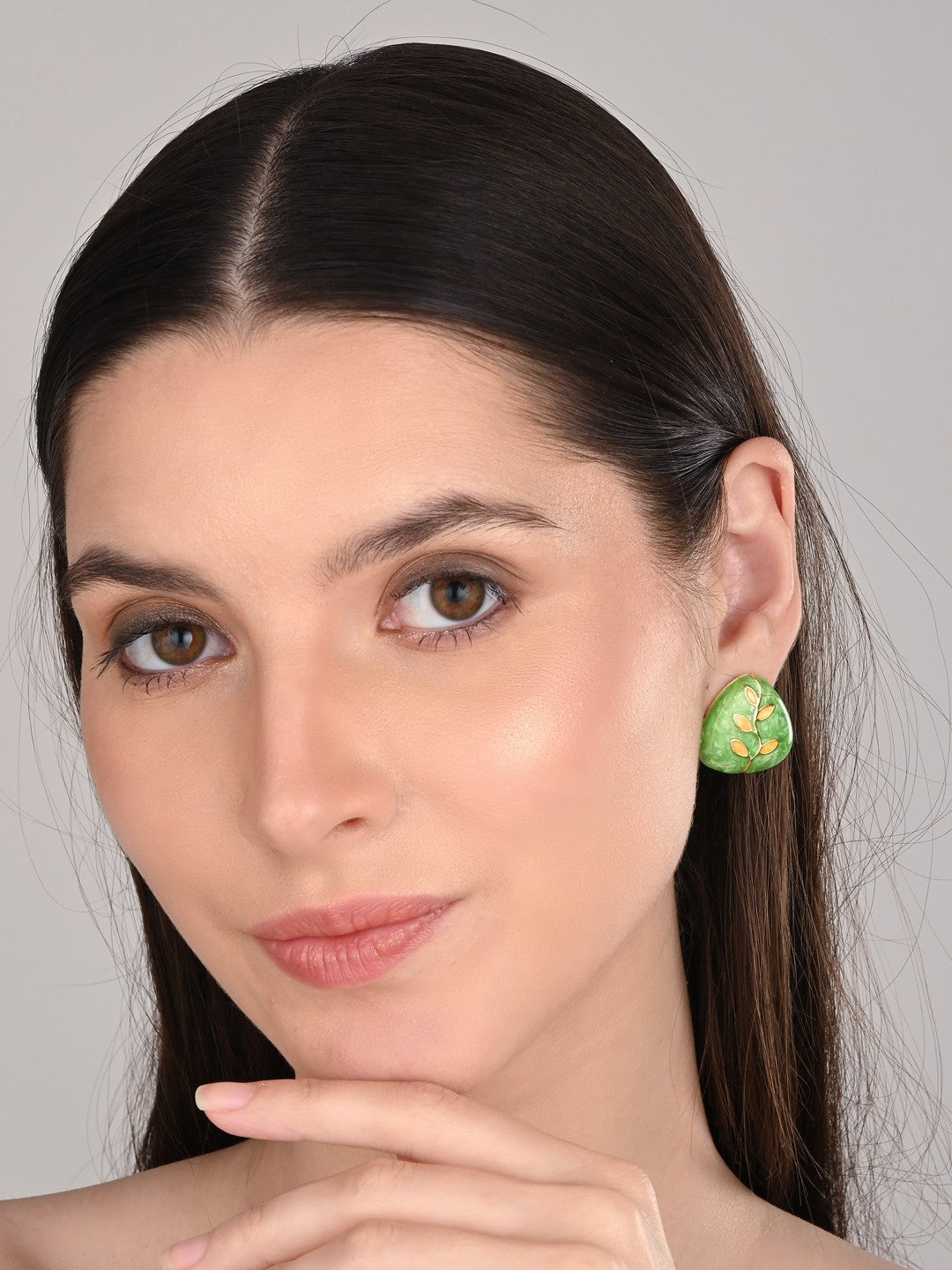 Enamelled Studs earring Green