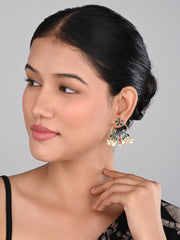 Gold-Plated Chandbali Earrings with AD Stones & Meenakari