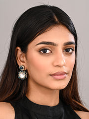 Statement earrings featuring a bold circular design with a vintage finish Blue